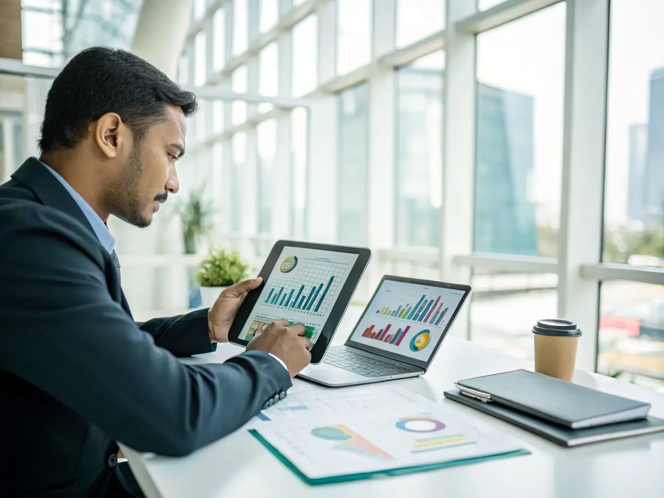 An image of a South African entrepreneur reviewing financial statements, highlighting the challenges and opportunities for small business owners.